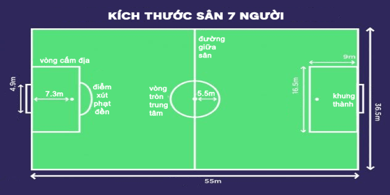 Kích thước chuẩn của sân bóng 7 người